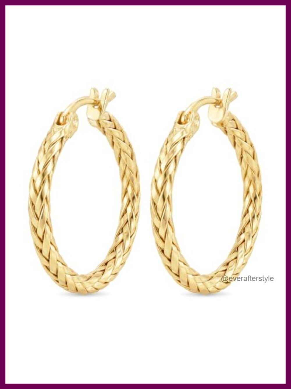 14K Gold Hypoallergenic Hoop Earrings Braided 30mm Women's Luxury Gift